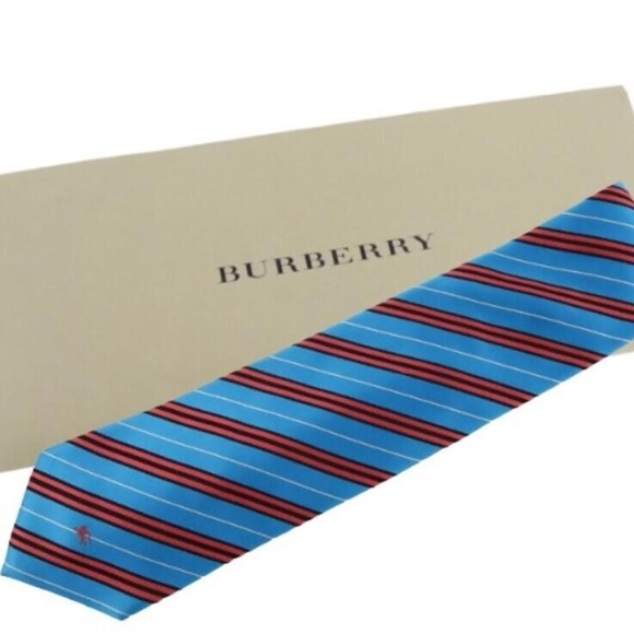 Burberry Vibrant Blue and Red Striped Tie - Picture 1 of 5